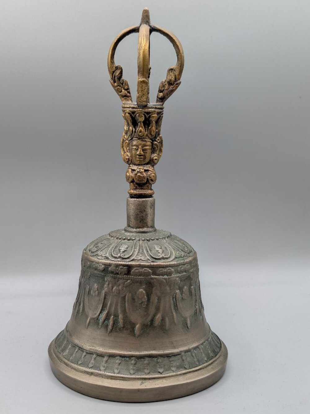 Vintage Buddhist Brass Bell, 9"